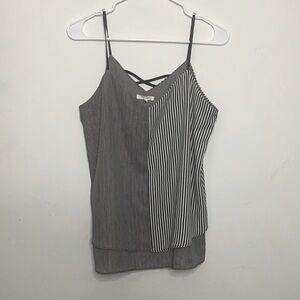 Maurices Tiered Tank, Black/White Stripes, Size M